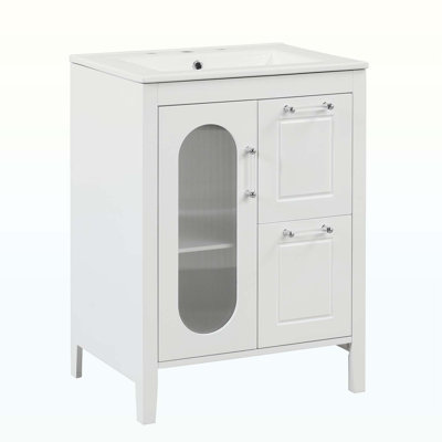 Meuble-lavabo avec lavabo, deux tiroirs et porte