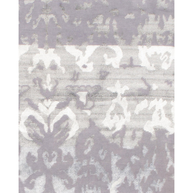 Modern Silk Ikat Area Rug in Gray