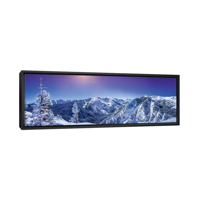 Wonderland d’hiver rocky mountain, H 12 po x l 36 po x P 1,5 po, Toile avec cadre noir