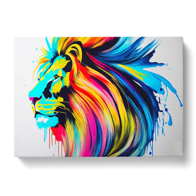 Vibrant Lion Abstract - Wrapped Canvas