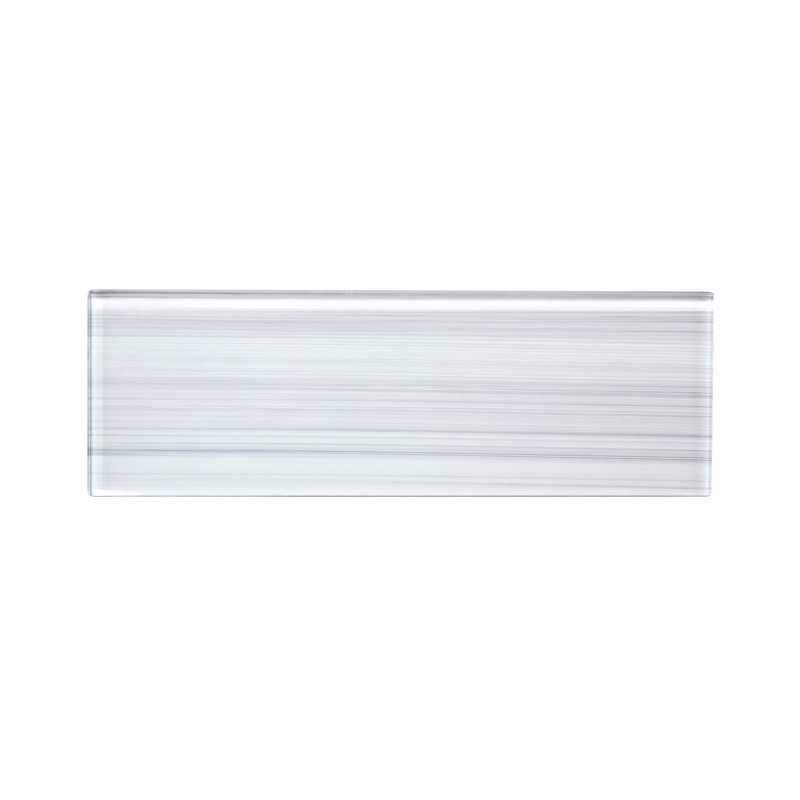 Carrelage en verre peint à la main de qualité supérieure 4 po x 12 po, Blanc