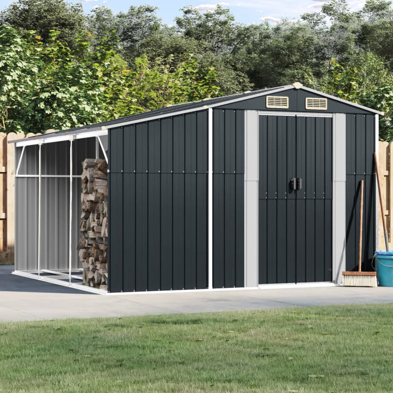 Abri de jardin en métal vidaXL, H 70,5 po x l 109,1 po x P 109,8 po,  Anthracite
