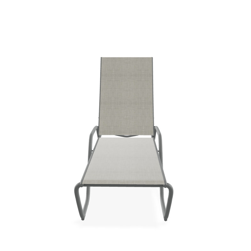 Outdoor Rust-Resistant Metal Chaise Lounge, Textured Graphite, Ella