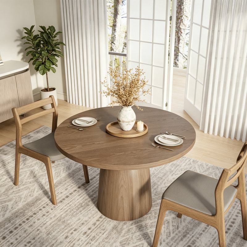 Table de salle à manger moderne en bois massif Amberly, H 29,52 po x L 43,31 po x l 43,31 po