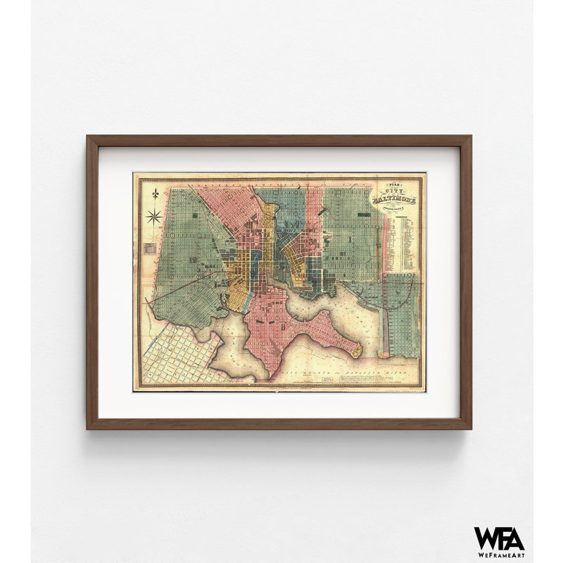 Baltimore Maryland 1836, Old Map Of Baltimore Md, Large Baltimore Map, Maryland State Map, Rustic Maryland Map Poster, USA State Map