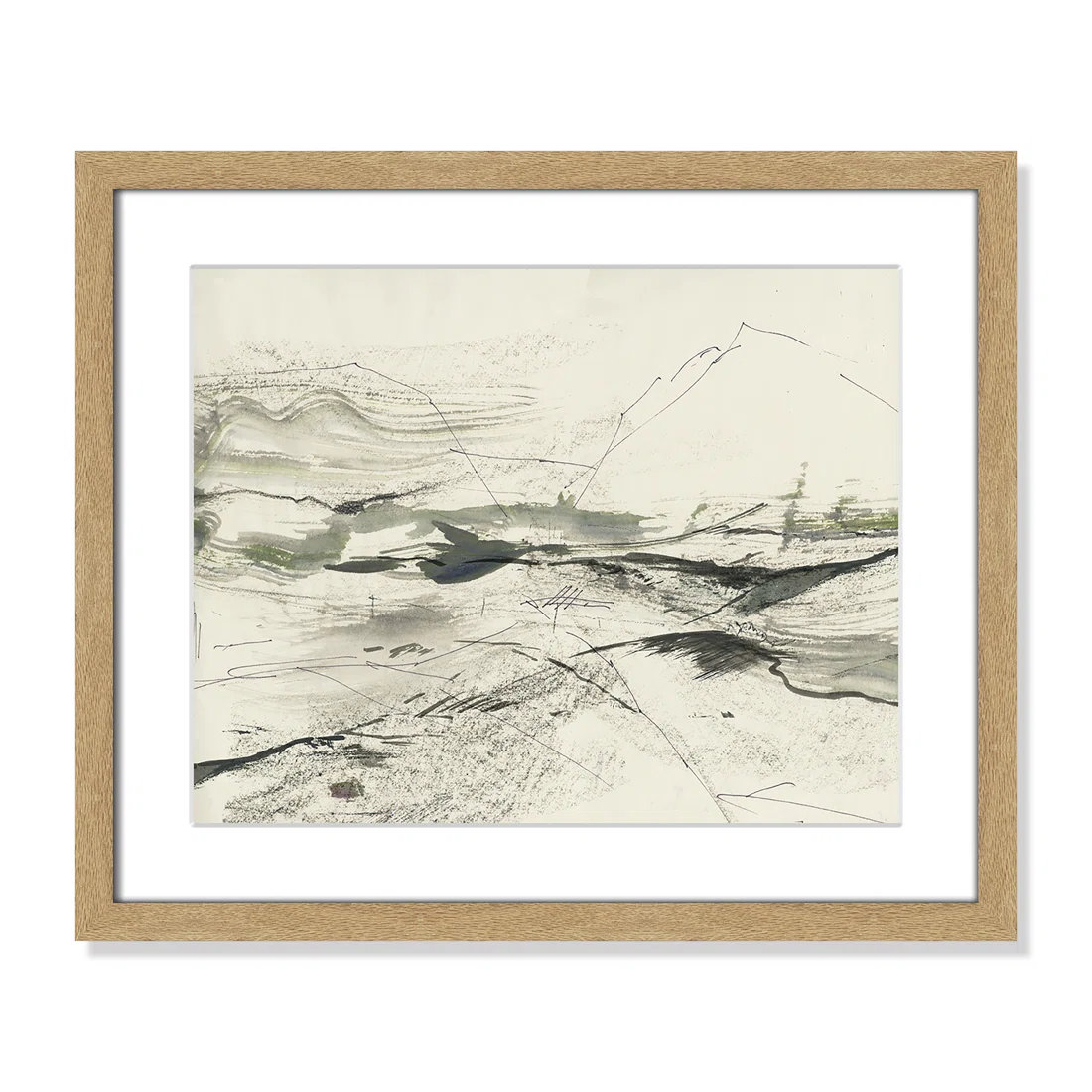Green Sketches by PI Studio, White, Natural Box Picture Framed, 16" H x 19" W x 1.25" D