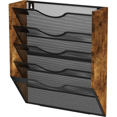 5 Pocket Mesh Mail Organizer Wall Mounted with Nametag Label