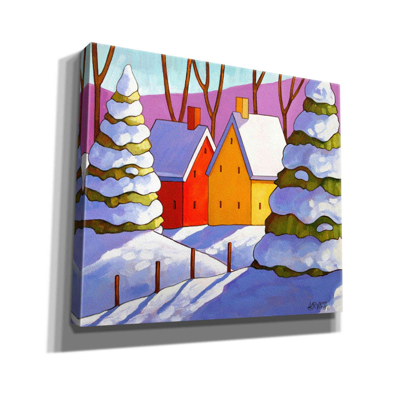 «Snow House View» par Cathy Horvath-Buchanan, art mural sur toile, H 26 po x l 30 po x P 1,5 po