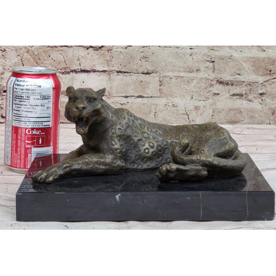 Zohe Hot Cast Bronze Cheetah Jaguar Leopard Sculpture Original Art On Marble Base