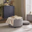 56cm Wide Velvet Round No Pattern Pouffe Ottoman with Storage-1318123394