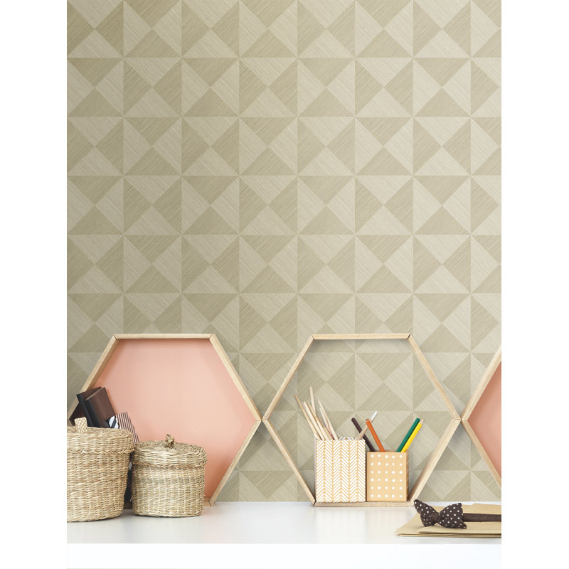 Geometric Vinyl Peel & Stick Wallpaper Roll, Khaki