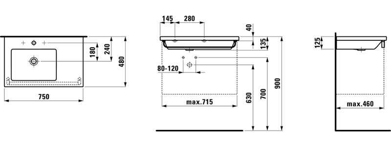 Living Square 29.53'' W Single Vanity Top, 1 Hole