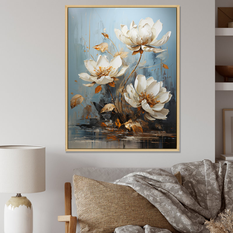 Sérénade lotus au clair de lune I, Cadre naturel flottant, H 20 po x l 12 po x P 1 po