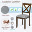 Ensemble de 4 chaises de salle à manger rembourrées en bois massif avec dossier ergonomique-1037693834
