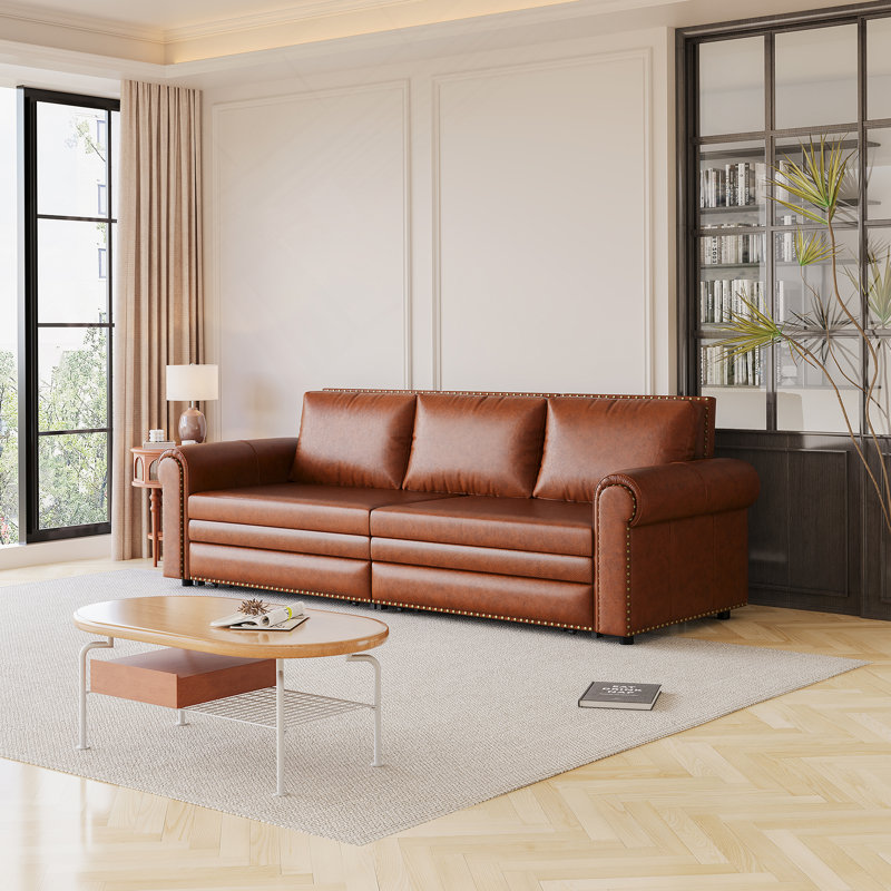 King Pull Out Sofa Bed - 3-in-1 Faux Leather Convertible