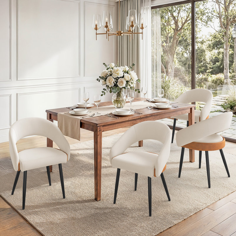 Chaises de salle à manger rembourrées Sabuk, 4, Lin beige