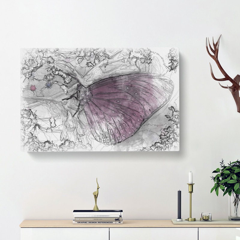 Butterfly Upon A Flower - Wrapped Canvas, 50cm H x 76cm W x 3cm D