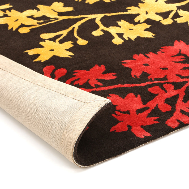 Tapis brun / rouge en laine touffeté à la main Avayah, Rectangle 3 pi 6 po x 5 pi 6 po