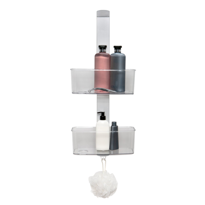 Adjustable Silver Aluminum Over the Door Shower Organizer