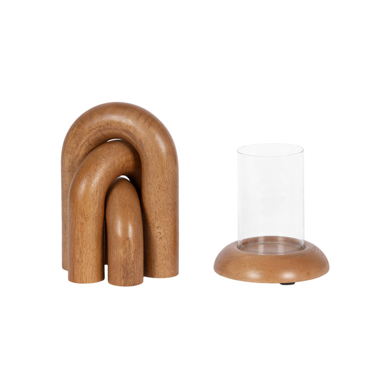 Ensemble de deux porte-bougies et objets décoratifs Anaya