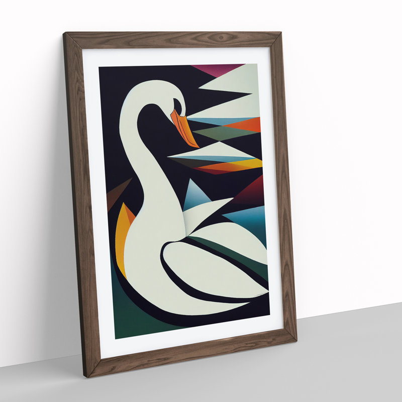 Swan - Framed Print, Walnut Framed, 34cm H x 25cm W x 2cm D
