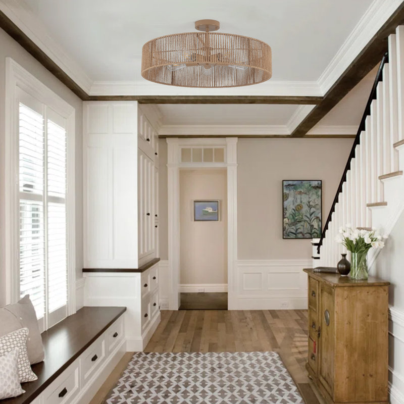 Rattan Semi Flush Mount