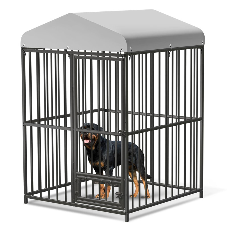 Extra Large Dog Kennel Outdoor Dog Run, 1.2x1.2x1.8m Heavy-Duty Metal Dog Pen with Waterproof Roof Cover, Secure Anti-Chew Dog Cage for Garden & Outside Use, Ideal for Large Breeds