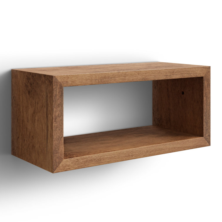 Kamini Poplar Solid Wood Floating Shelf Hooks AllModern Finish: Walnut