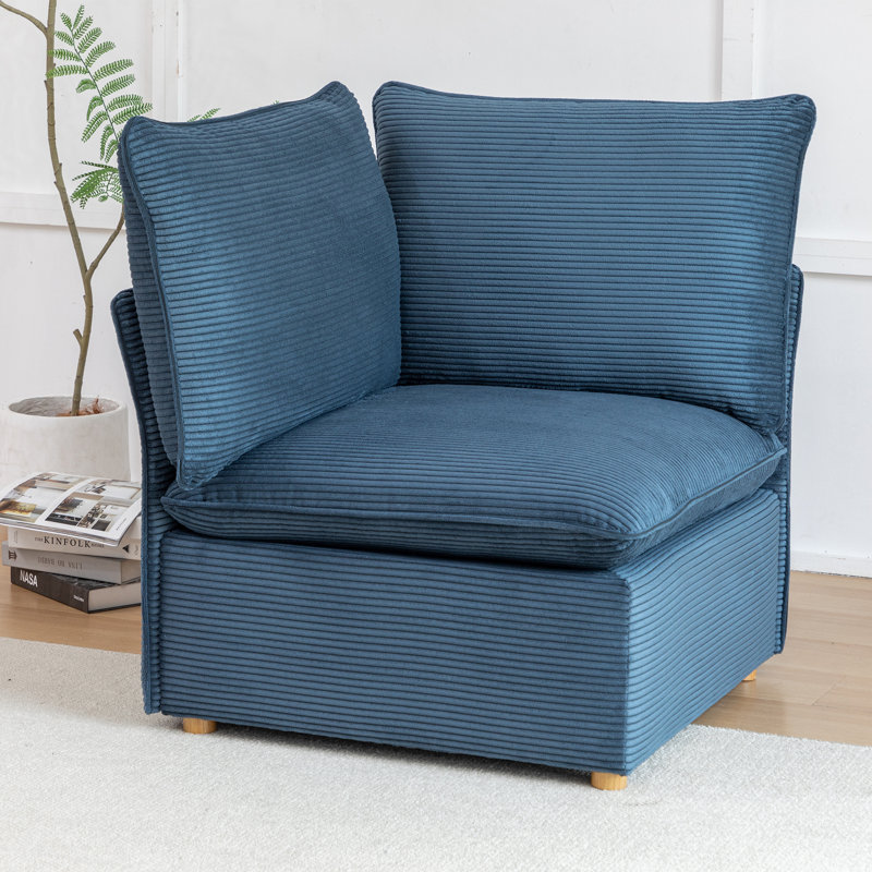Hepworth Dejohn Corduroy Sectional Sofa, 36" H x 125" W x 33" D, 4, Blue