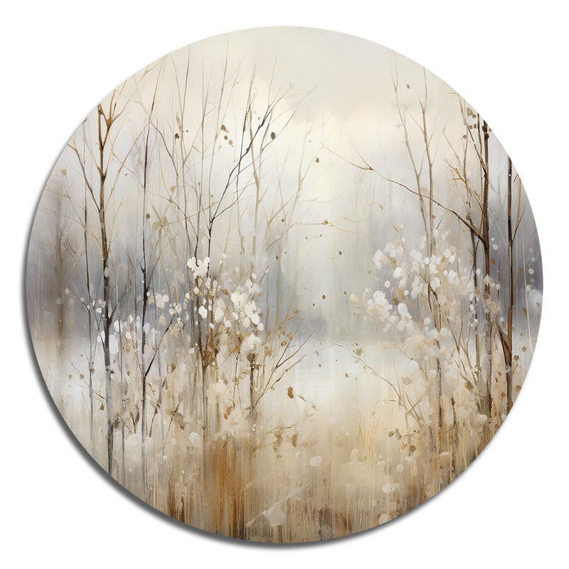Winter Meadow View Calmness II - Paysages, art rond en métal, H 36 po x l 36 po