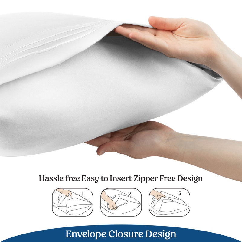  Brushed Microfiber Pillowcases Envelop Closure, King, White