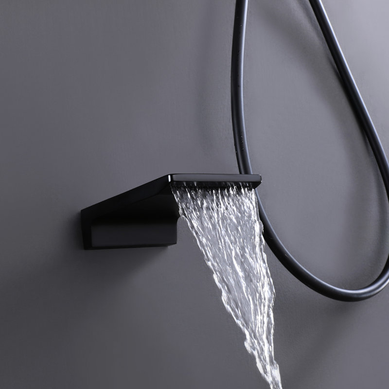 Système de douche mural 10 po, noir mat, robinet de pluie carré noir, pluie, débit 3 fonctions
