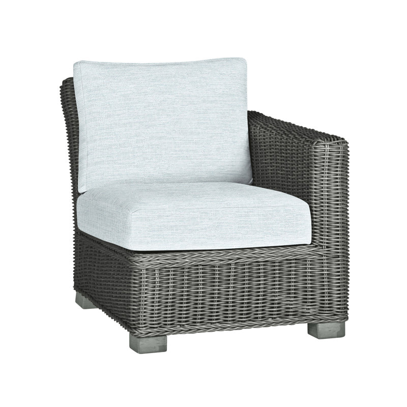 Canapé modulaire d'extérieur en résine tressée rustique N-Dura, Gris ardoise, Pas de soudure, Ciel de papier