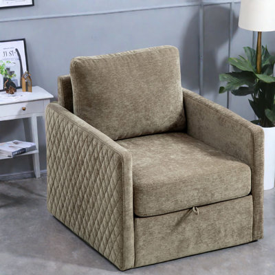 Modern Chenille Accent Chairs With Swivel, Hidden Storage, Taupe