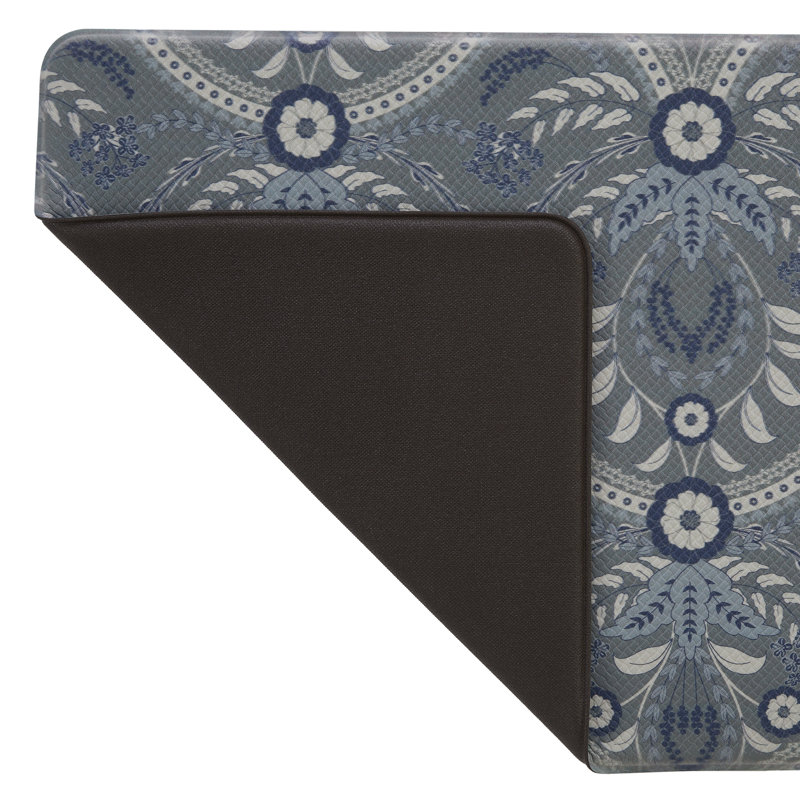 Blue Damask PVC Anti-Fatigue Wellness Mat