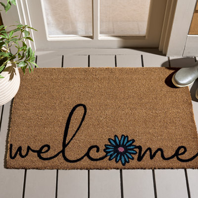 Welcome Daisy Hand Loomed Indoor/Outdoor Doormat