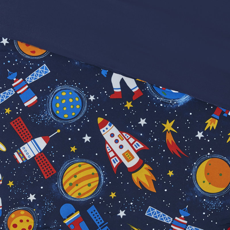 Navy Microfiber Outer Space Full Comforter Set