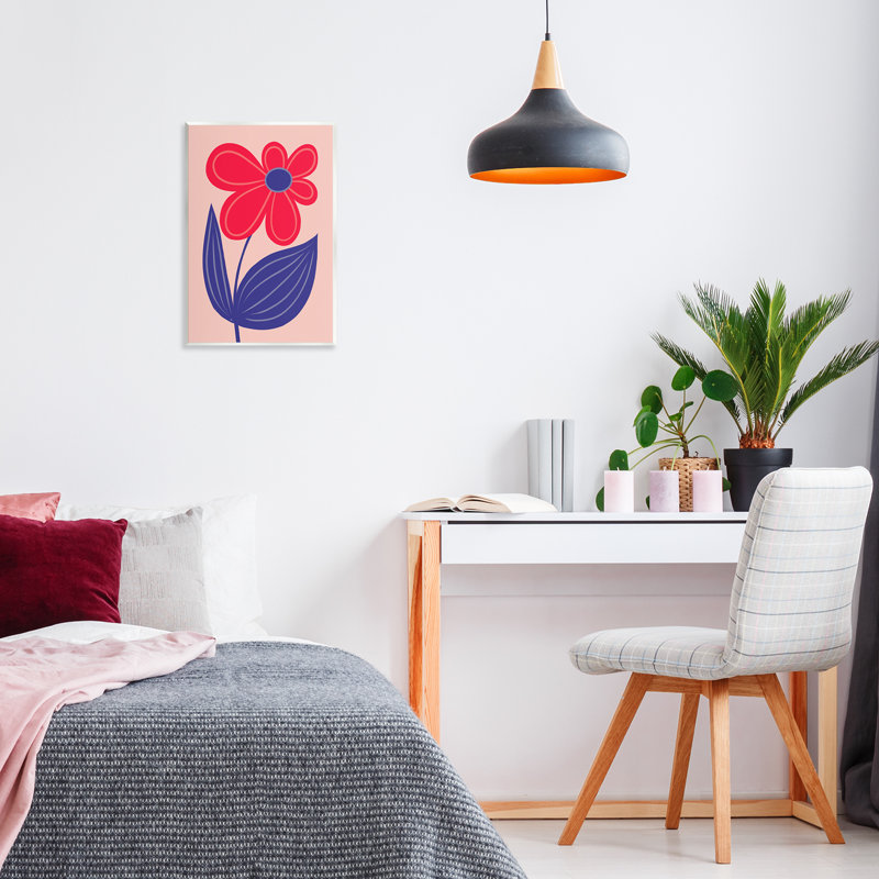 Plaque murale marguerite rouge audacieuse ludique, design par Martina Pavlova, H 19 po x l 13 po