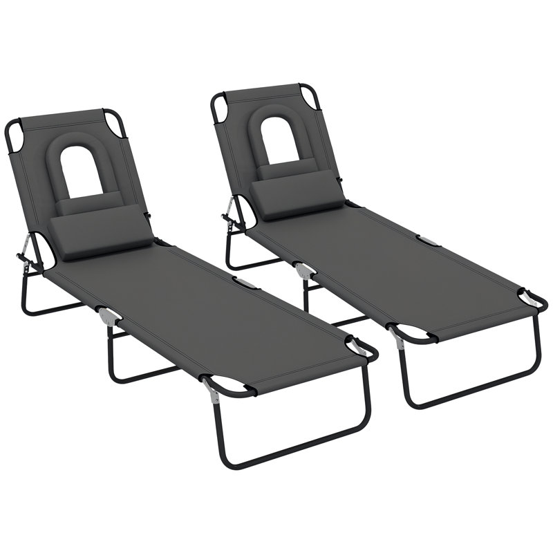 Chaise longue d'extérieur réglable 2PCS, chaise longue pliante de jardin
