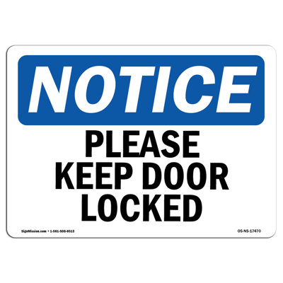 Please Keep Door Locked Sign