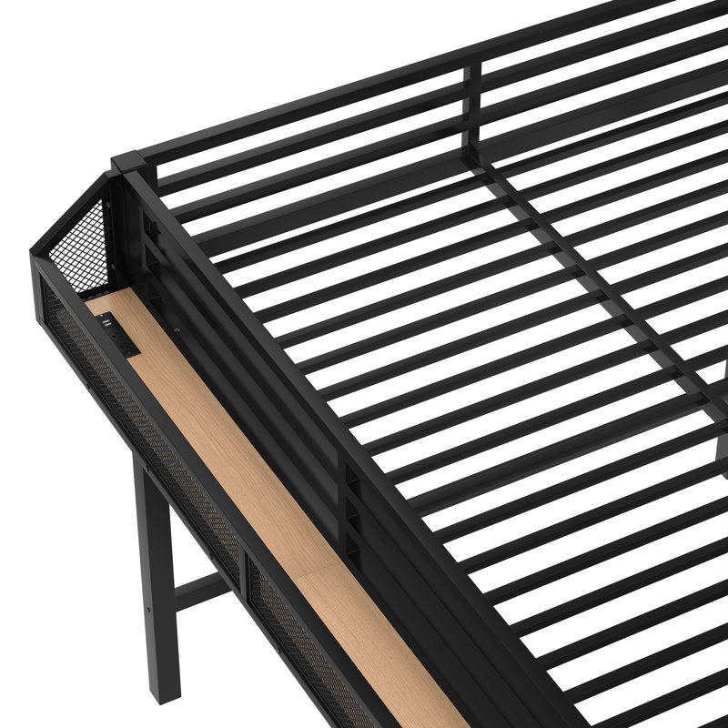 Queen Loft Bed With Wardrobe, USB Ports & LED Lights, Queen, Natural Wood
