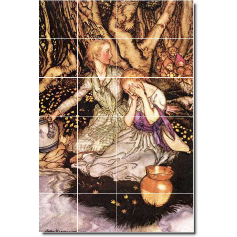 Carreau de peinture murale 32 po x 48 po 8 po x 8 po, Illustration de Arthur Rackham W06845