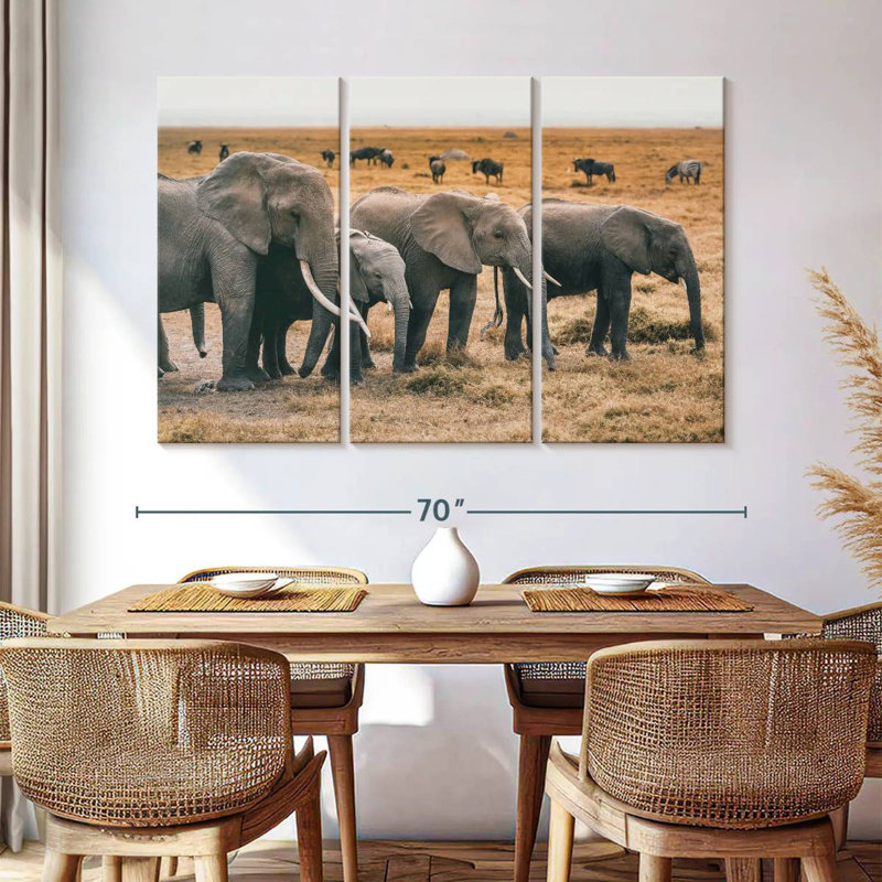 Amboseli Herd Of Elephants, 36" H x 57" W