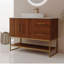 Meuble-lavabo moderne de 36 po avec lavabo vasque en céramique, armoire d'appoint dorée-387103191-387103190