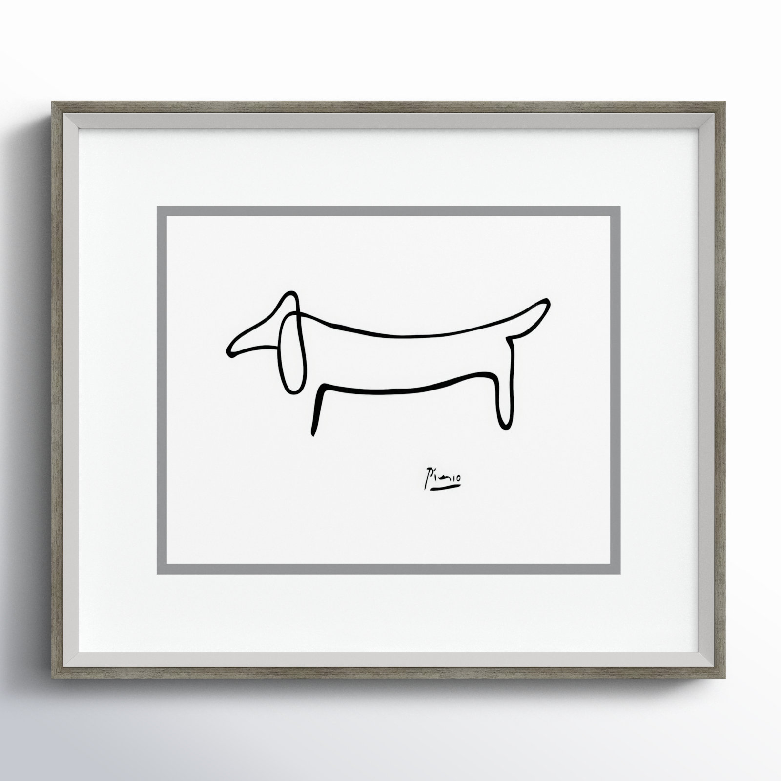 Le Chien (The Dog) by Pablo Picasso, 18" H x 21" W, Svelte Matte White
