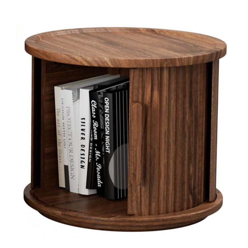 Ensemble de 4 armoires de rangement à colonnes romaines empilables en placage de noyer avec porte coulissante simple en MDF et tables de chevet polyvalentes pour chambre à coucher
