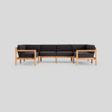 Haven 8-Piece U-Shaped Teak Outdoor Sectional with Sunbrella Cushions and Wooden Armrest