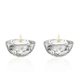 Glass - Tea Light Candle Holder - Set of 2 -Leaf Design- 3.5" Diameter
