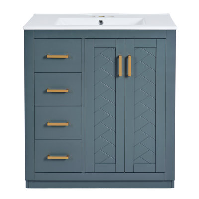 Meuble-lavabo de 30 po avec lavabo en céramique Kokkina