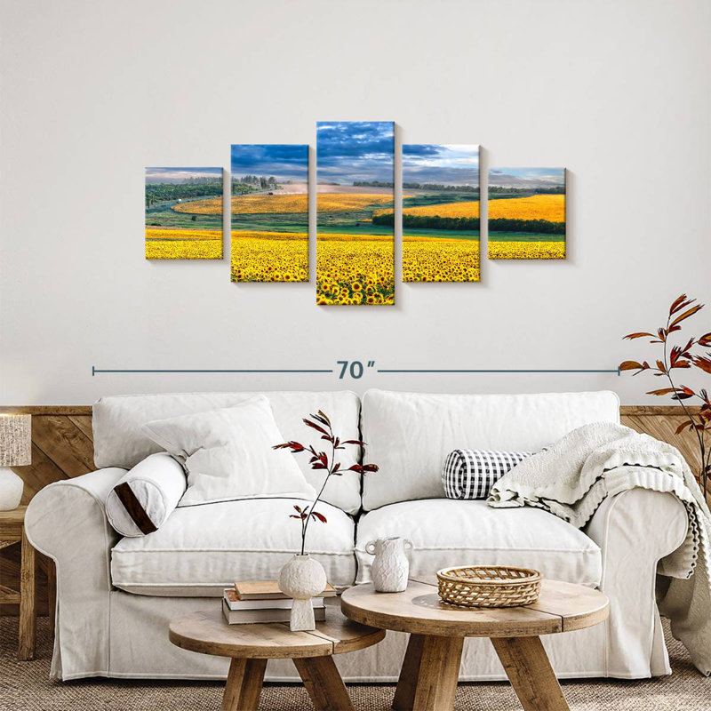Champ de tournesol au coucher du soleil, H 24 po x l 55 po